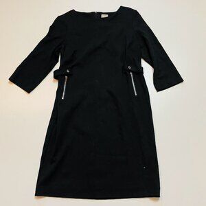 Chico's Dress Black 3/4 Sleeve Shirt Snap Waist Zipper Pocket Classic Stretch M
